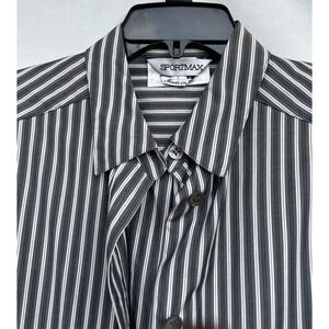 Sportmax Shirt Womens Sz US 10 / IT 40 Button Up Stripe Gray French Cuff Italy